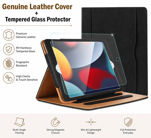 Genuine leather ipad case - leather, 10.2